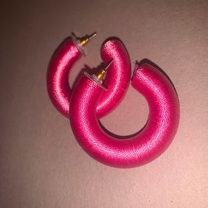 Thick Pink Hoop Earrings